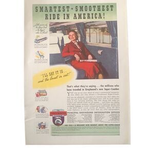 Vintage 1937 Greyhound Smartest Smoothest Ad Advertisement